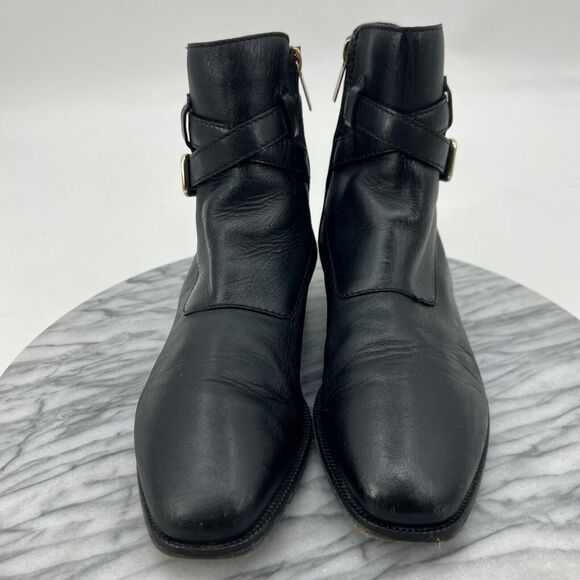Jimmy Choo Mitchell Flat Strap Ankle Boots Women 36 Black Leather Buckle Accent - Picture 3 of 14